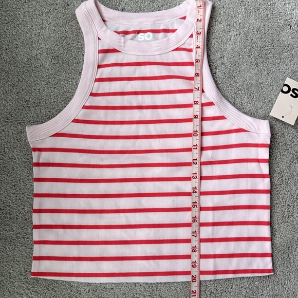 SO Women's Tank Top with Bright Pink and Light Pink Stripes Size XL - Picture 4 of 5
